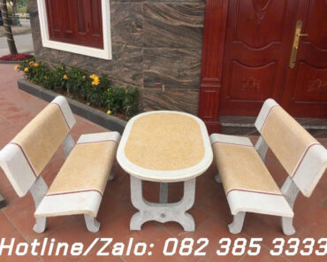 Bộ ghế đá Trắng Vàng bàn Oval B37
