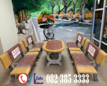 Bộ ghế đá Vàng Đỏ bàn Oval B38
