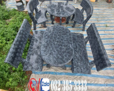 Bộ ghế đá bàn oval Hoa Đá B35
