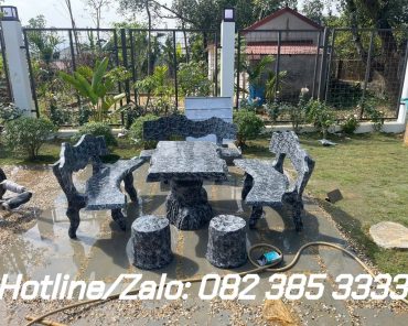 Bộ ghế đá bàn Chữ nhật hoa đá V55