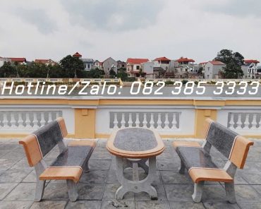 Bộ ghế đá bàn Oval màu Vàng Ghi B34