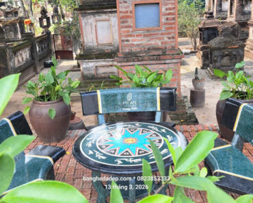 Bộ ghế đá cong Đen Xanh C87