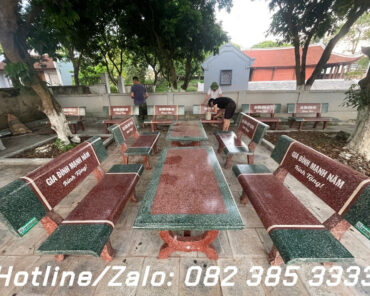 Bộ ghế đá bàn Chữ nhật Xanh Đỏ B77